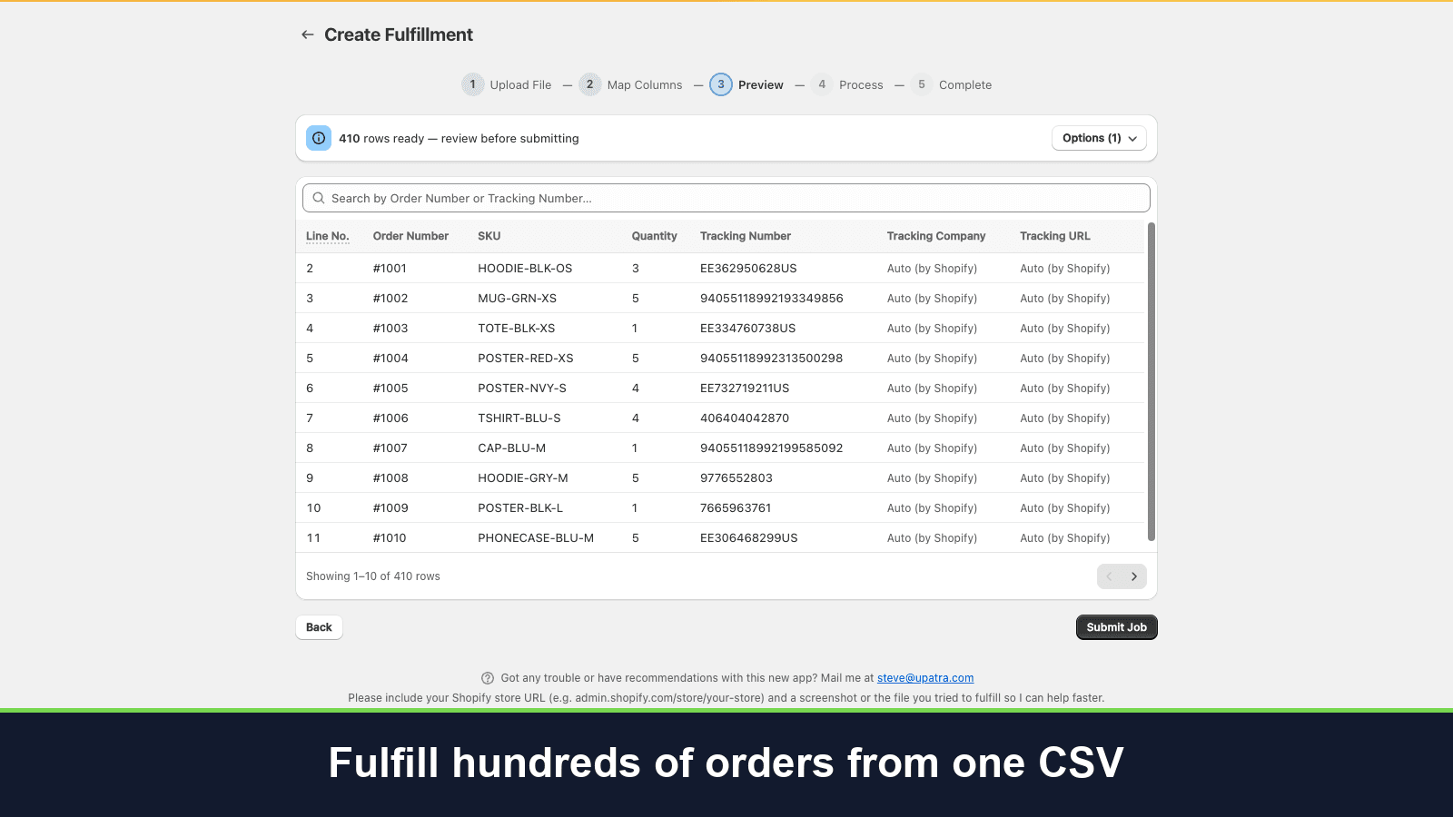 Upatra: Bulk Fulfill CSV screenshot 1