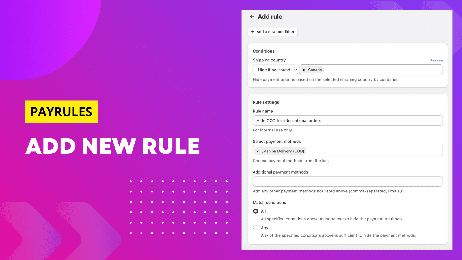 PayRules: Hide Payment Methods screenshot 2