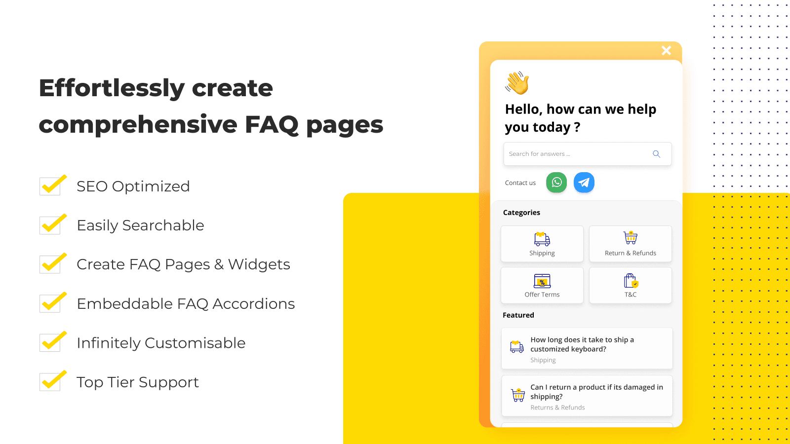 Corner FAQ Page & Help Center screenshot 1