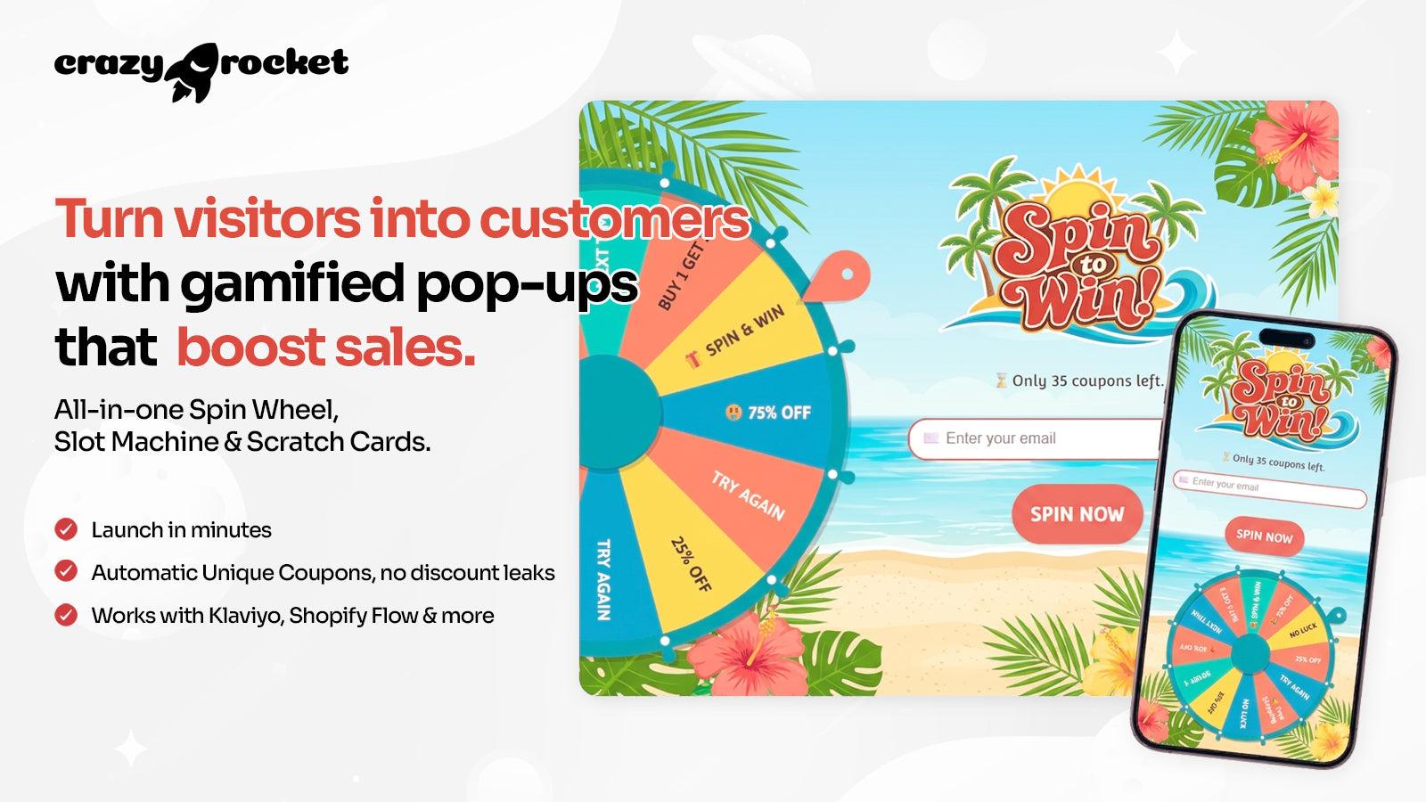 CrazyRocket • Spin Wheel PopUp screenshot 1