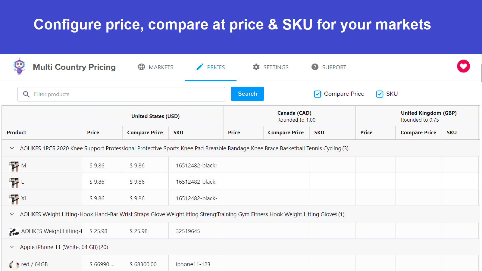 MLV Multi Country Pricing screenshot 2