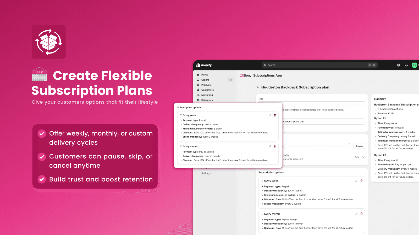Bony Subscriptions App screenshot 2