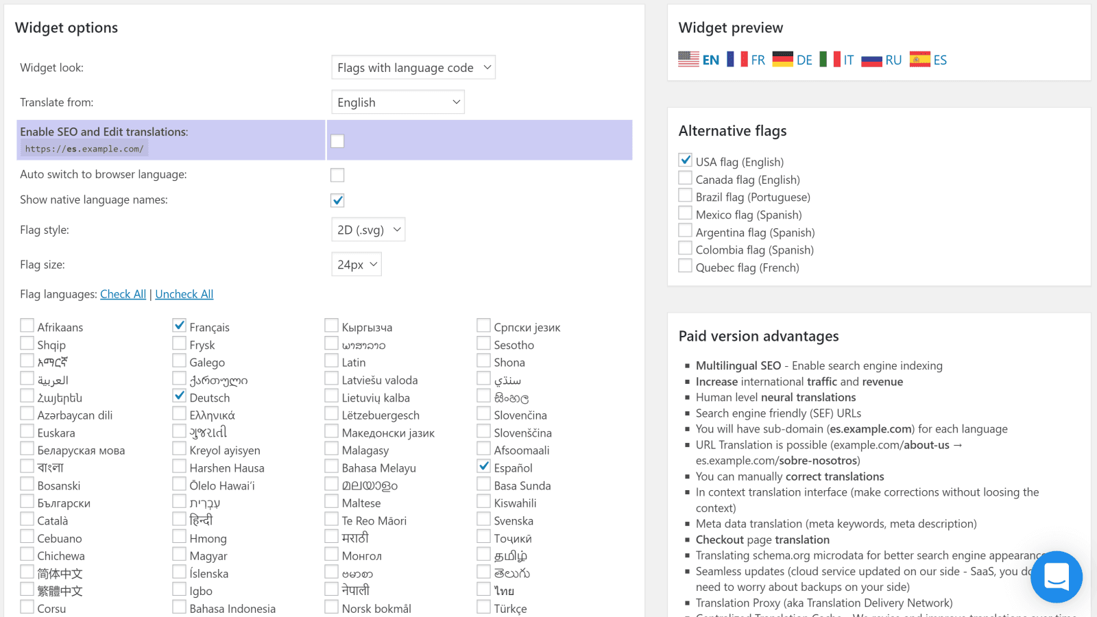 Translate store ‑ GTranslate screenshot 2