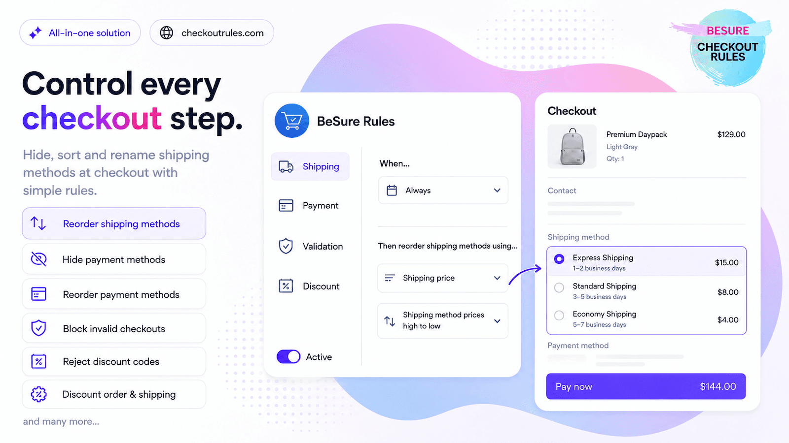 BeSure Checkout Rules screenshot 2