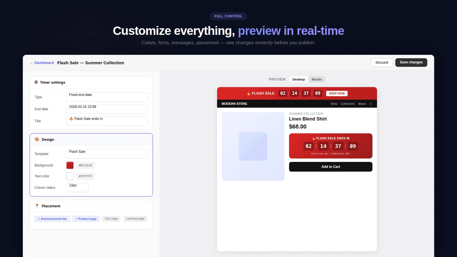 TicTac ‑ Timer, Bar & Upsell screenshot 2